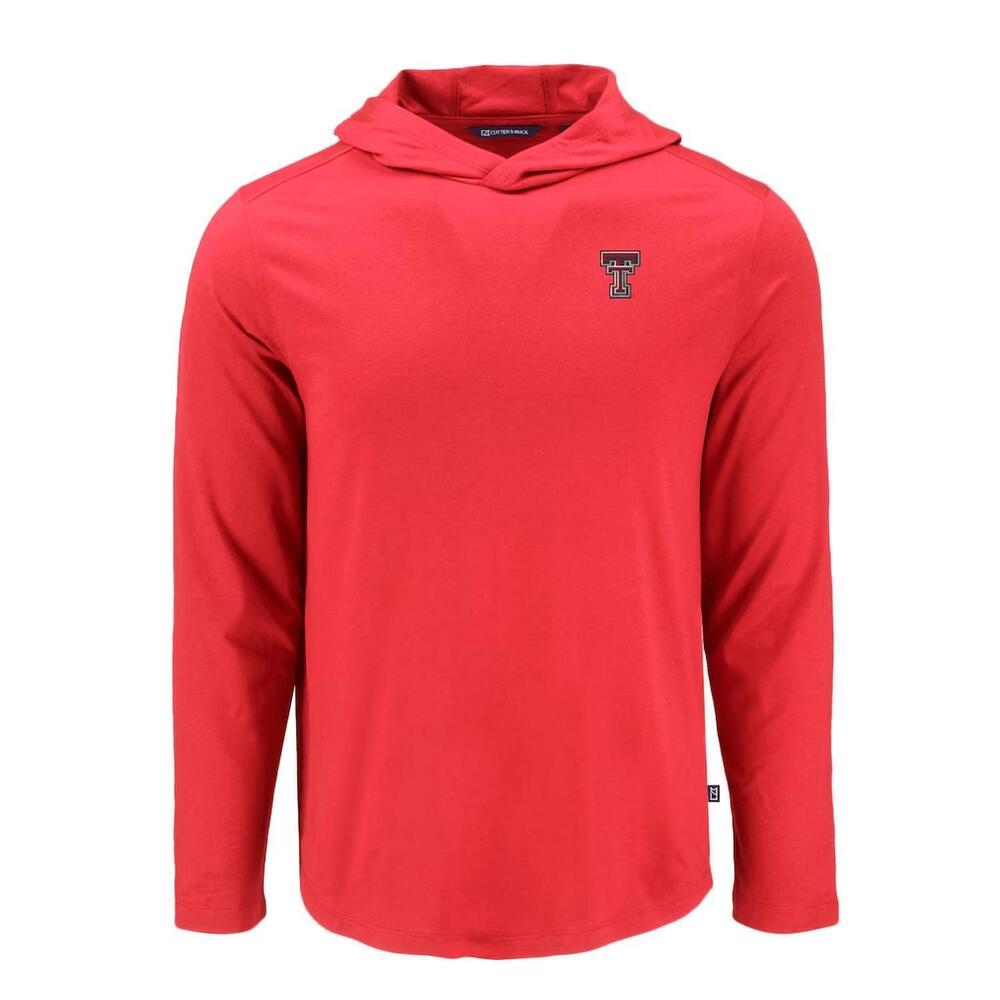 NEW CUTTER & BUCK men's texas tech long sleeve performance hoodie in red